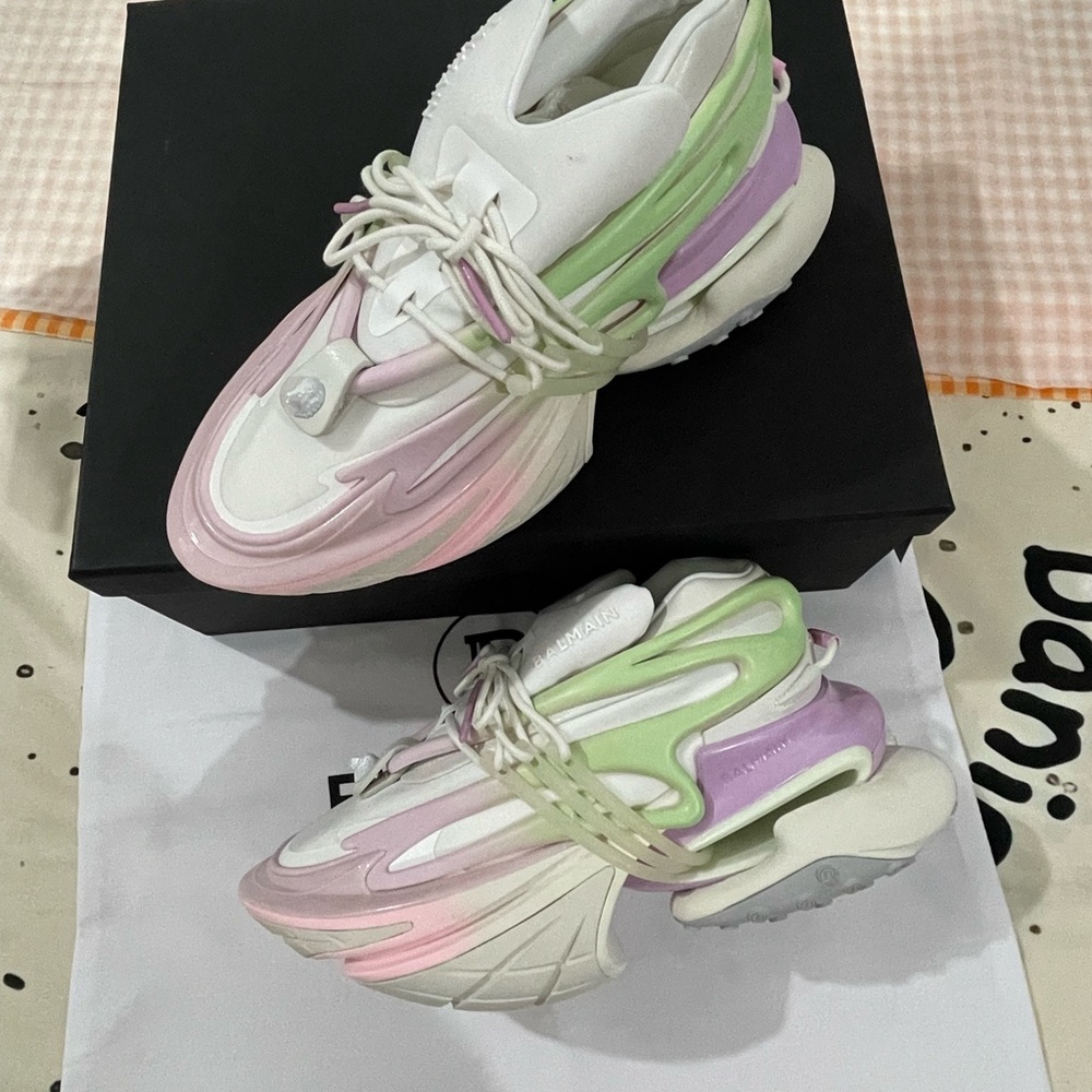 Balmain Pastel Pink, Green & Lavender Women’s Sneakers